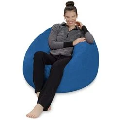 Sofa Sack Bean Bag Chair: 3' Memory Foam Furniture Bean Bag - Medium Sofa With Soft Micro Fiber Cover - French Blue
