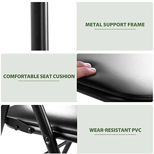 JAXPETY 10 Pack Plastic Folding Chair Foldable Chairs For Outdoor Indoor Commercial Events Wedding Party Chairs With Padded Seat, Black - Image 3