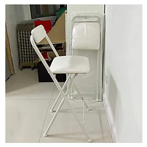 UDHSV Collapsible Bar Chairs With Backrest Footrest,Folding Bar Stools Padded,bar Stools With Back,Folding Tall Bar Stools For Kitchen Gameroom,White,29.5in - Image 6