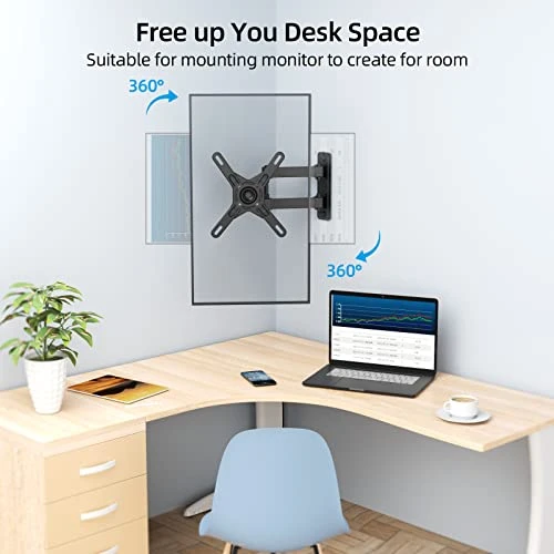 HOME VISION Full Motion TV Monitor Wall Mount Ball Joint 360°Rotation Swivel Articulating Tilt TV Mount Extension For Most 17-42 Inch LED LCD Flat Curved Screen TV, Max VESA 200x200mm Up To 33lbs - Image 3