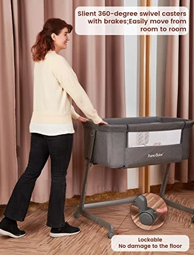 Pamo Babe Baby Bedside Bassinet Crib - Adjustable Portable Bedside Sleeper For Infant | Newborn Baby Boy & Girl - Image 4