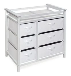 Modern Baby Changing Table With 6 Storage Baskets And Pad