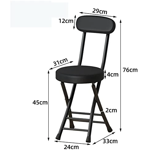 ALIXCE Bar Stool Foldable With Backrest Folding Chair Kitchen Stool With Round Padded Seat Cushion, Counter Stool With Footrest Folding Stool For Breakfast Bar Dining Room Living Room (Color : Pink) - Image 2