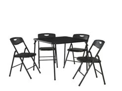 COSCO 5-Piece Folding Table And Chair Set, Black