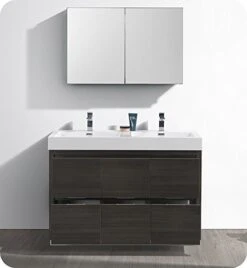 Fresca Valencia 48" Gray Oak Free Standing Double Sink Modern Bathroom Vanity