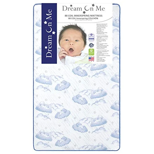 Dream On Me Sweet Dreams 88 Coil Spring Crib And Toddler Bed 6" Mattress In Blue, Green Guard Gold Certified, Beige Cloud Vinyl Cover With Baby, 17 Lb - Image 7