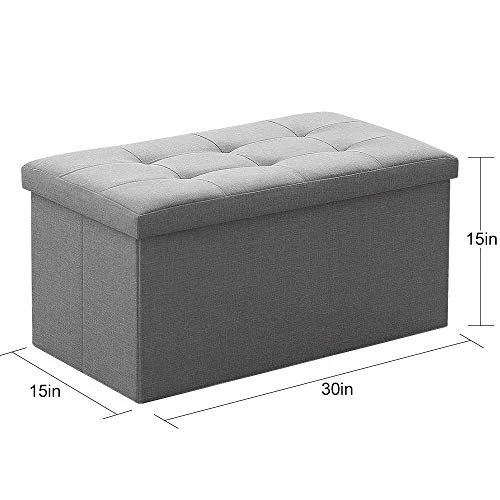 Camabel Folding Storage Ottoman Bench Cube Holds Up To 660lbs 30 Inch Fabric Storage Chest With Memory Foam Seat Footrest Padded Upholstered Tufted For Bedroom BG364