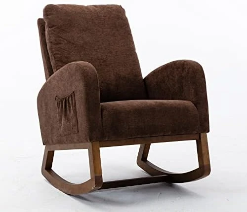 HomSof Rocker Recliner, Polyester Rocking Nursery, Modern Lounge Chair For Living Room, One Size, Yellow Swivel Glider - Image 10