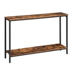 HOOBRO Console Table, 47.2" Narrow Entryway Table, Industrial Sofa Table With Shelf, Entrance Table For Living Room, Hallway, Foyer, Corridor, Office, Metal Frame, Rustic Brown And Black BF20XG01G1