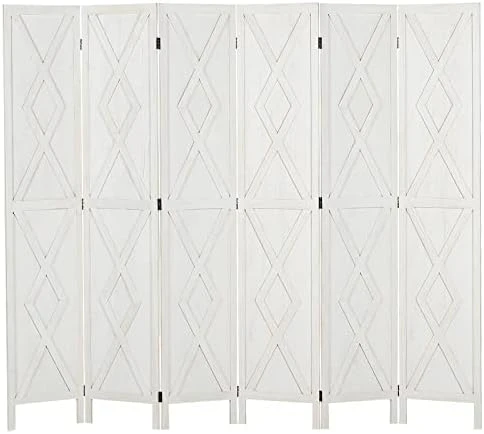 Wnutrees 6 Panel Wood Room Divider,Rustic Folding Privacy Screens Room Divider, Farmhouse Freestanding Partition Wall Dividers Screen,Temporary Wall For Home Restaurant Bedroom (White) - Image 12