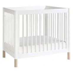 Babyletto Gelato 4-in-1 Convertible Mini Crib In White And Washed Natural, Greenguard Gold Certified