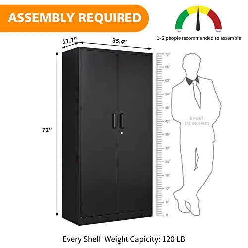 MIIIKO Steel Cabinet Wardrobe, Metal Locker Cabinet With Hanging Rod, Metal Clothing Locker Storage For Home, Office, Garage And Changing Room - Image 3