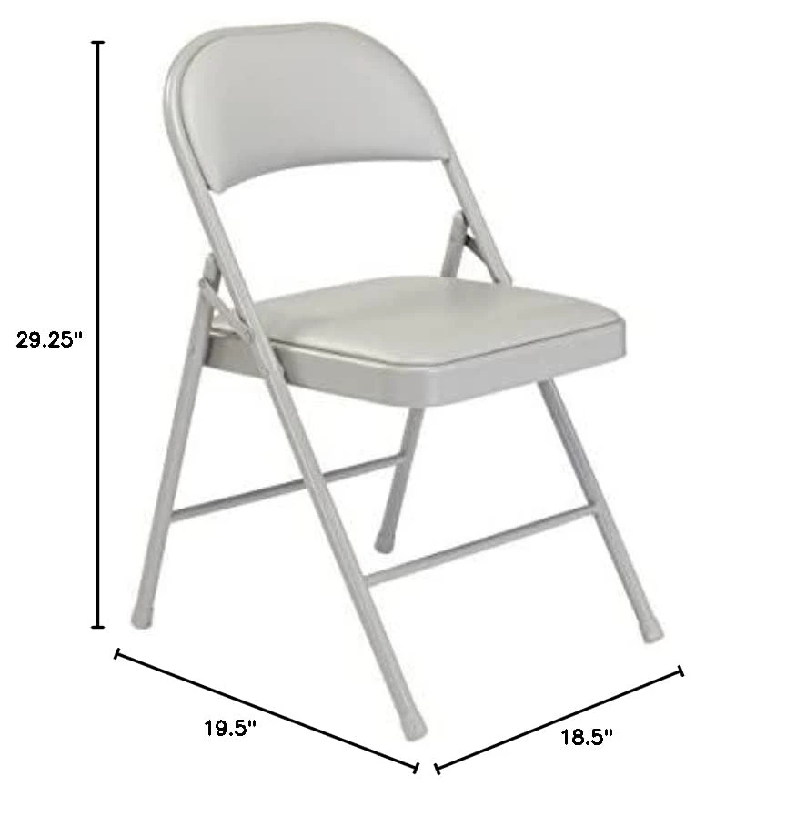 Commercialine® Vinyl Padded Steel Folding Chair, Grey (Pack Of 4) - Image 3