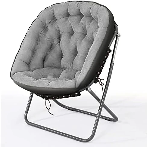 Iw I WISH Saucer Chair For Adults, Oversized Saucer Chair, Folding Saucer Chair, Bedroom Papasan Chair, Comfy Moon Chair (Grey) - Image 9