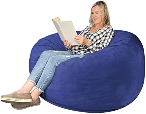 EDUJIN 4 Ft Bean Bag Chairs For Adults With Filling: 4' Large Memory Foam Filled Bean Bag Chairs For Teens,Ultra Soft Dutch Velvet Cover,Round Fluffy Lazy Sofa For Living Room - 4 Foot,Dark Gray - Image 5