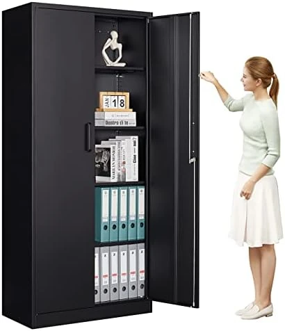 MIIIKO Steel Cabinet Wardrobe, Metal Locker Cabinet With Hanging Rod, Metal Clothing Locker Storage For Home, Office, Garage And Changing Room - Image 13