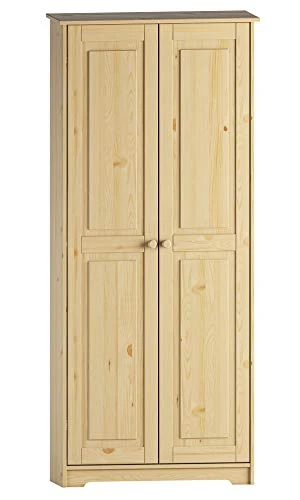 Solid Wood Tall Pantry Cabinet 2 Doors With Adjustable Shelves - Linen Closet, Laundry Cabinet Storage, Freestanding Slim Armoire With Shelves