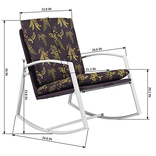 FurnitureR Rocking Modern Comfy Upholstered Accent Glider Rocker Chair Padded Seat For Nursery, Living Room, Bedroom, Brown - Image 5