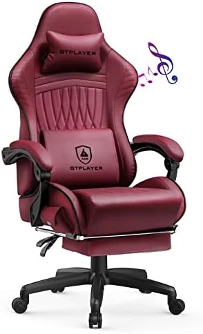 GTPLAYER Gaming Chair, Computer Chair With Footrest And Bluetooth Speakers, High Back Ergonomic Music Gamer Chair, Reclining Game Chair With Linkage Armrests For Adults And Kids (Red) - Image 11