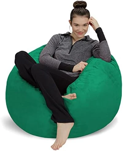 Sofa Sack Bean Bag Chair: 3' Memory Foam Furniture Bean Bag - Medium Sofa With Soft Micro Fiber Cover - French Blue - Image 9