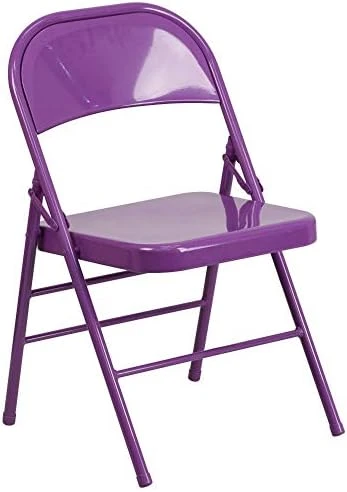 Flash Furniture 4 Pack HERCULES COLORBURST Series Cobalt Blue Triple Braced & Double Hinged Metal Folding Chair - Image 8