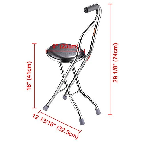 Medical Folding Walking Stick With Seat Four Legged Portable Travel Hiking Cane Chair Stool Eldely Care Aid Physical Rehabilitation US Delivery - Image 5