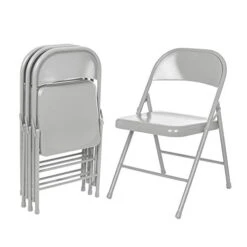 OEF Furnishings (4 Pack) Steel Folding Chairs, Grey