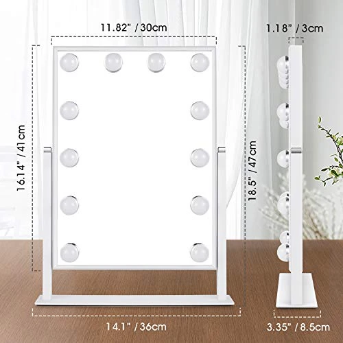 HAMSWAN Large Vanity Mirror With 3 Different Lighting Modes, Hollywood Lighted Mirror Vanity Makeup Mirror With 12 X 3W Dimmable LED Bulbs, White - Image 6