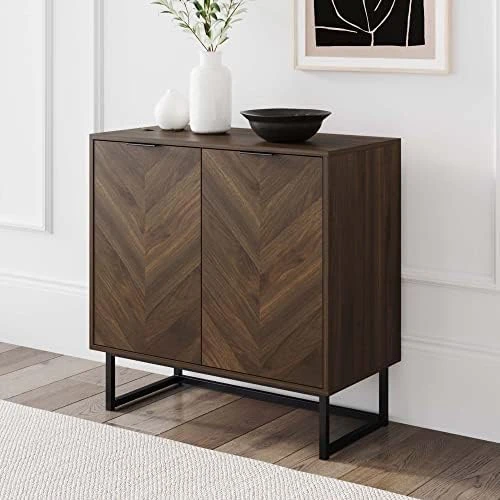 Nathan James Modern Storage, Buffet, Sideboard, Free Standing Accent Cabinet For Hallway, Entryway Or Living Room, 1, Walnut Brown/Black - Image 14