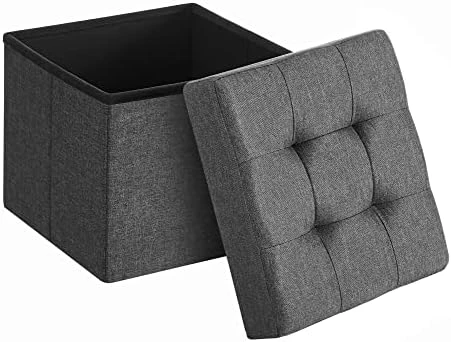 SONGMICS 43 Inches Folding Storage Ottoman Bench, Storage Chest, Foot Rest Stool, Bedroom Bench With Storage, Holds Up To 660 Lb, Dark Gray ULSF77K - Image 7