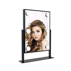 Impressions Vanity Hollywood Tri-Tone Makeup Mirror With 6 LED Bulbs, Vanity Dressing Mirror With 360 Degree Swivel And Soft Touch Sensor Dimmer Switch (Black)