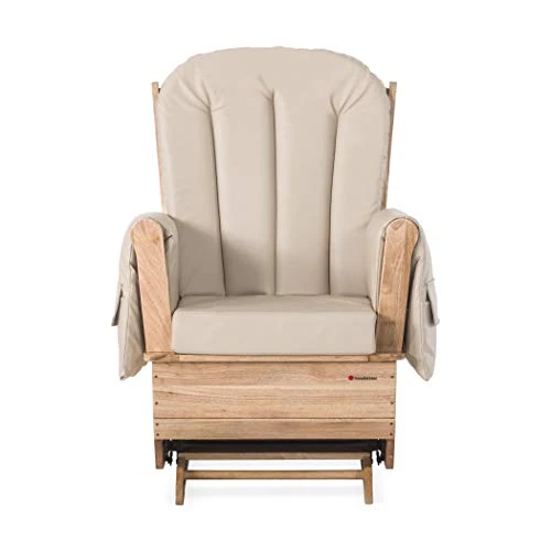 Foundations SafeRocker Standard Glider Rocker With Wood Base With Vinyl Cushion, Easy To Clean (Tan Vinyl) - Image 3