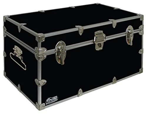 C&N Footlockers UnderGrad Storage Trunk - College Dorm Chest - Durable With Lid Stay - 32 X 18 X 16.5 Inches (Black)