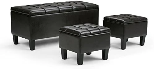 SIMPLIHOME Dover 36 Inch Wide Rectangle Lift Top Storage Ottoman Bench In Upholstered Tanners Brown Faux Leather, Footrest Stool, Coffee Table For The Living Room, Bedroom And Kids Room - Image 9