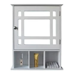 Aelph Single Door Three Compartment Storage Bathroom Cabinet With Mirror –White