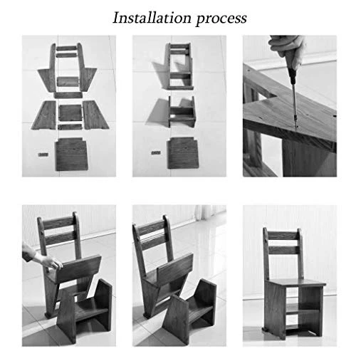 DINGZZ Step Stool-Convertible Ladder Chair Library Kitchen Step Stool Ladder -38X44X85cm (Color : D) - Image 5