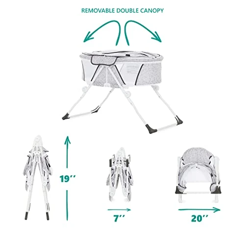Dream On Me Karley Plus Baby Bassinet, Lightweight Compact Portable Bassinet, Easy And Quick Fold With Removable Double Canopy, Breathable Mesh Design, Cool Grey - Image 4