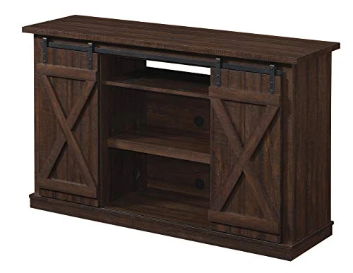 Twin Star Home Sliding Barn Door TV Stand, Sawcut Espresso - Image 4