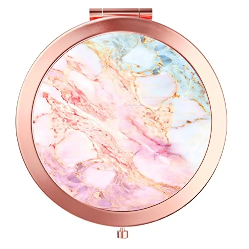 Dynippy Compact Mirror Rose Gold Makeup Mirror Folding Mini Pocket Mirror Portable Hand Mirror Double-Sided 2 X 1x Magnification For Woman Girls Great Gift (A-Butterflies Girl) - Image 6