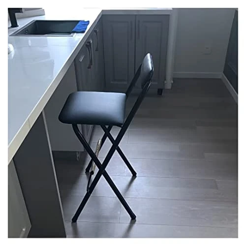 UDHSV Collapsible Bar Chairs With Backrest Footrest,Folding Stool Padded Counter Height Bar Stool,Folding Tall Bar Stools For Kitchen Gameroom,Black,29.5in - Image 6