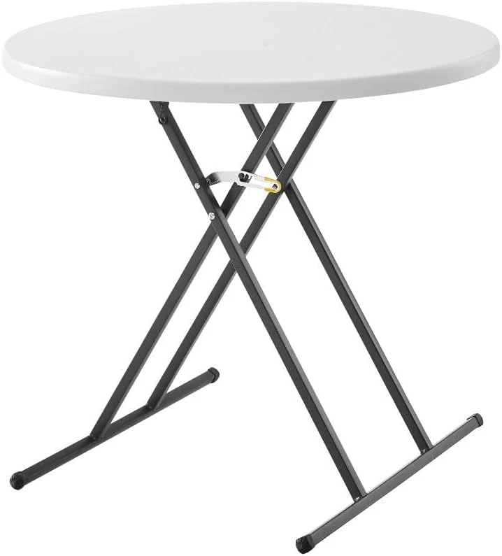 Living And More 28inch Height-Adjustable Personal Table, TV Tray, Portable Dinner Table, Multi-Purpose, Lightweight, No Assembly, Easy Fold And Storage, White - Image 7