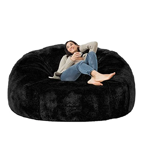 Taotique Giant Bean Bag Chair Cover(Cover Only, No Filler) Soft Faux RH Fur Sofa Bed Cover Washable Bean Bag Couch Cover For Adult And Kids With Liner