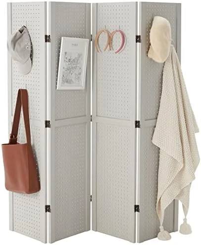 Haddockway 4 Panel Pegboard Display 5 Ft Folding Privacy Screen Wood Room Divider Portable Freestanding Display Board Wall Organizer For Craft Show, Jewelry, Retail, Cloth - Image 7