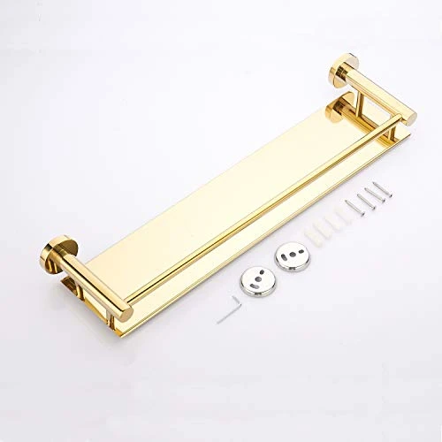 BGL Stainless Steel 304 Shelf Bathroom Shelf 19.6 Inch Wall Mount (Gold) - Image 3
