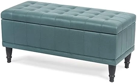 Joveco Storage Ottoman Bench Microfiber Rectangular Button Tufted Footstool Toy Chests & Storage Room Organizer (Dark Royal Blue) - Image 9