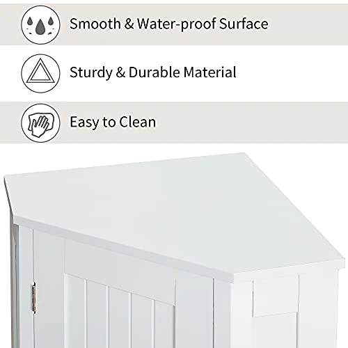 SSLine Triangle Corner Bathroom Floor Cabinet, Wooden Storage Cabinet Organizer With One Cabinet And Storage Shelf, Free Standing Side Cabinet With Wood Foot For Home,Kitchen,Office,Bedroom - Image 4