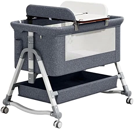 HARPPA Baby Bassinet Bedside Sleeper (Diaper Changing Station + Mosquito Net Included), Adjustable Bedside Crib With Storage, Converts To Cradle And Cosleeper, Portable, Easy Folding. Pink - Image 6