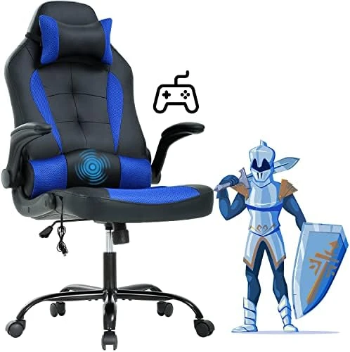 Gaming Chair Office Chair Desk Chair Massage Ergonomic High Back Computer Chair With Lumbar Support Flip-up Arms Headrest PU Leather Height Adjustable Swivel Executive Chair For Women Men Adult - Image 6