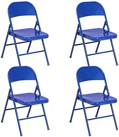 VECELO Metal Frame Steel Folding Mounted Chairs With Triple Braced & Double Hinged Back For Home Office,350-Pound Capacity,Orange, Pack Of 4 - Image 8