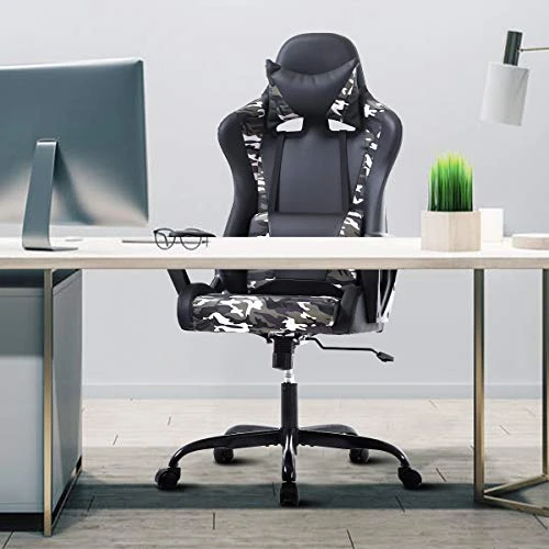 PC Gaming Chair Office Chair Racing Desk Chair With Lumbar Support Arms Headrest Massage High Back PU Leather Ergonomic Computer Chair Rolling Adjustable Swivel Chair For Women Men Adult, Camo - Image 2